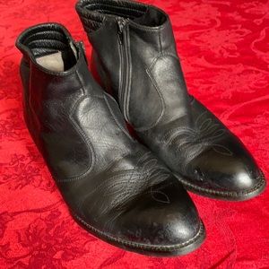 Vintage Blanc Noir Black Leather Ankle Boots-10